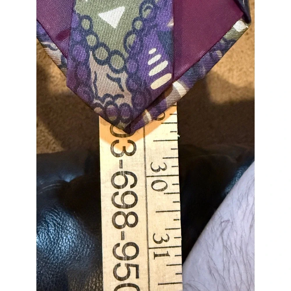 Kuppenheimer Mens Silk Tie Italy Fabric USA Made Purple Olive Geometric Abstract